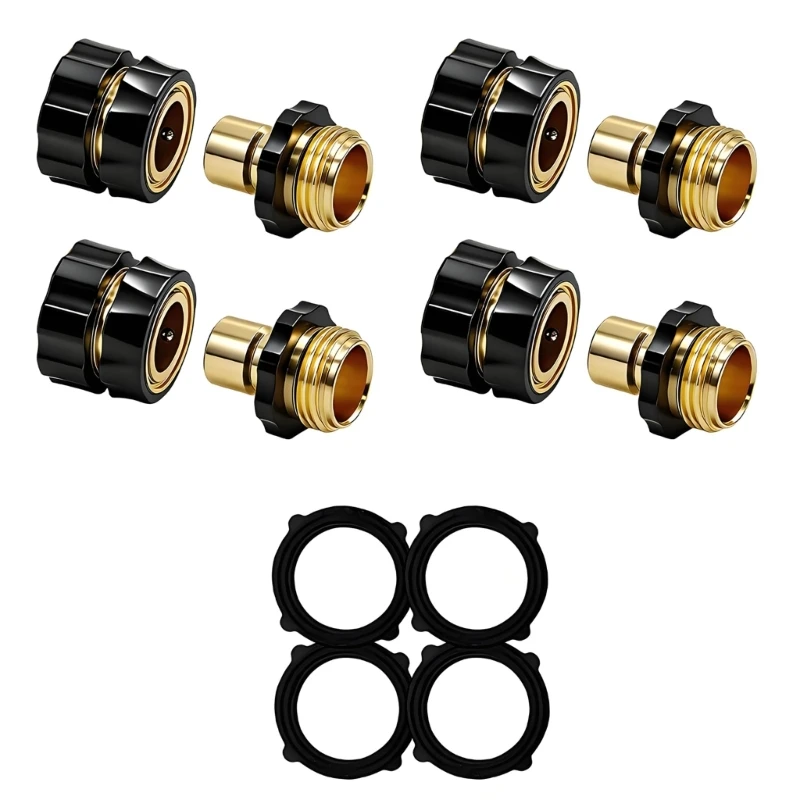Heavy Duty Garden Hose Fitting 4 Pieces Set Fast Connection No Tool Need M68E