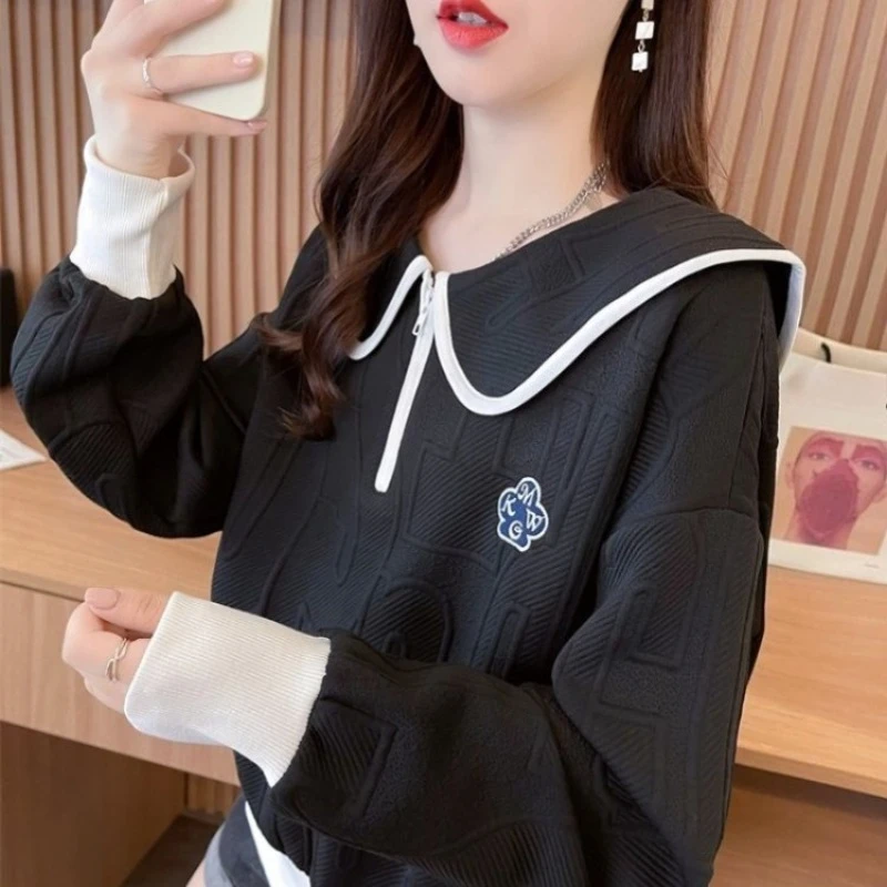 Met ritssluiting Vrouwelijke trui Top Nieuwigheid Hoge kwaliteit Koreaanse populaire kleding Bijpassende sport Lente en herfst damessweatshirts