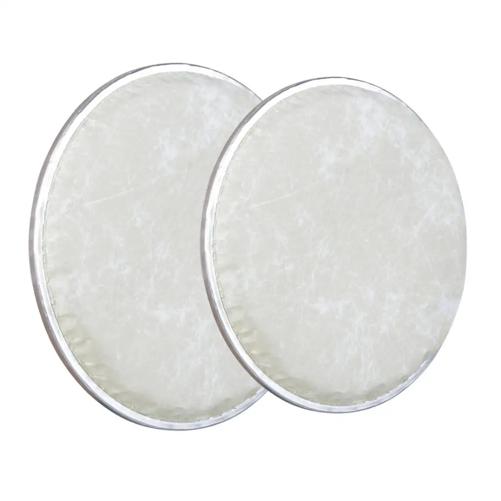 2 Pack of 8 Inch And 10 Inch Beige Drum Head Skin, Synthetic Leather