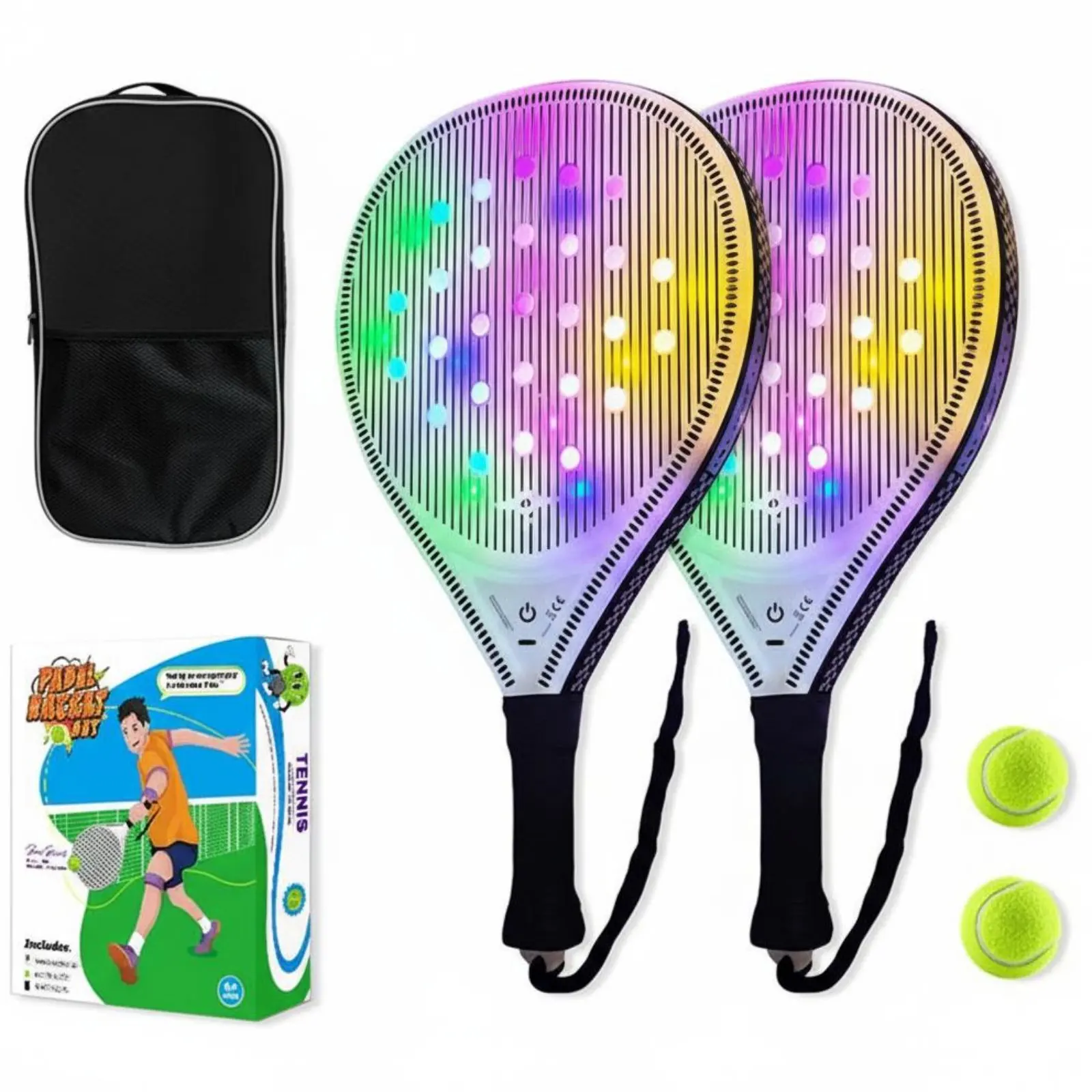 

Exterior Door Paddle Sphere Racket Non-Slip Grip Padel Racket Set Beach Racket Sport Paddle High Elasticity Face Sports