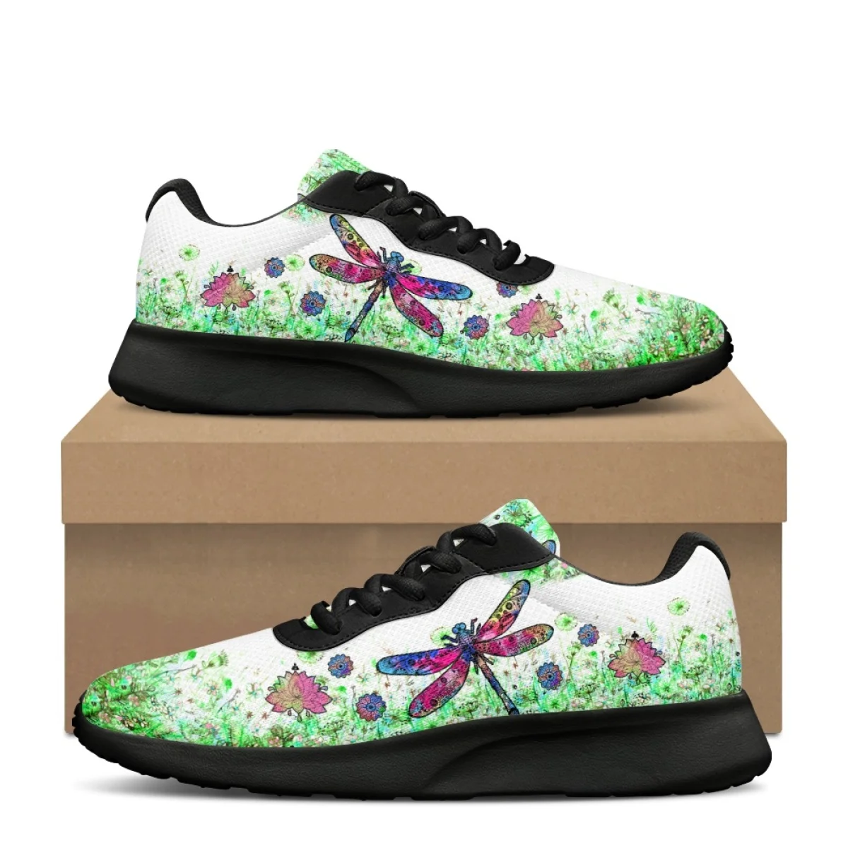 Dragonfly Mandala Flowers Pattern Women's Sneaker Cozy Wear-resistant Outdoor Travel Shoes Lightweight Breathable Walking Shoes