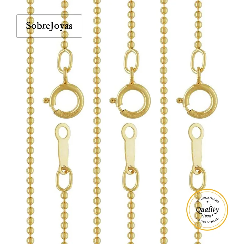 

14-каратное позолоченное ожерелье-цепочка из бисера, минималистичные золотые украшения для женщин, оптовая продажа, доступны варианты цепочки 1 мм/1,2 мм/1,5 мм