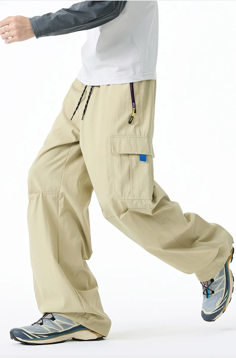 New Straight Wide-leg Overalls Sports Casual Pants Men's Anti-splashing Straight Pants