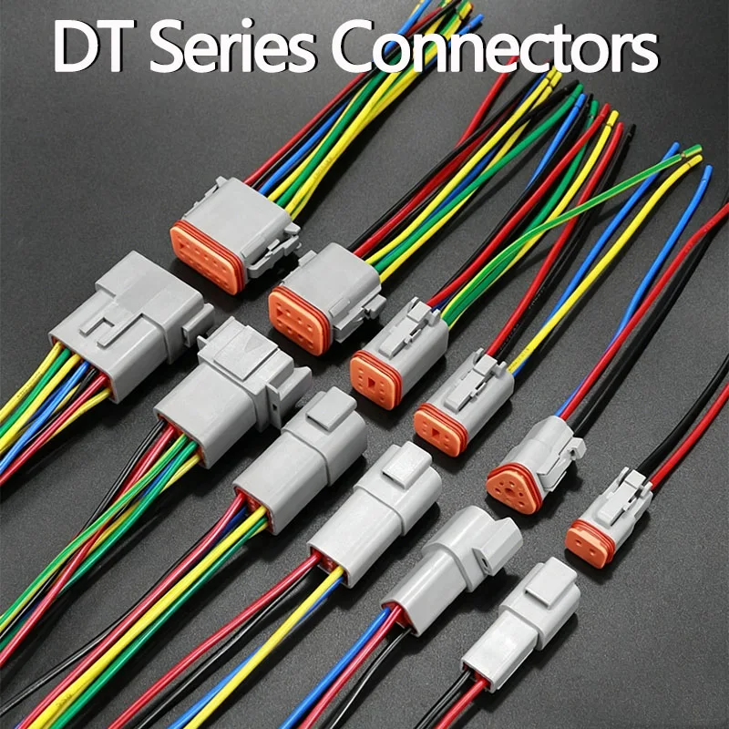 1Set  DT Waterproof Connector Kit 2/3/4/6/8/12 Pin Male Female for Automotive Motorcycle Marine Wiring