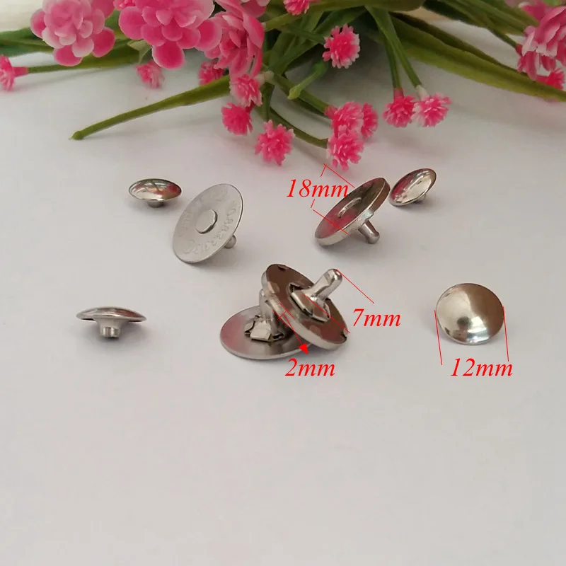 10set 18mm Double rivets Magnetic Buttons for Handbags Purse Metal Magnet Buttons Fastener for Wallet Bags Clothes