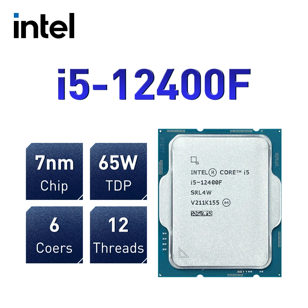 معالج Intel Core i5 12400F 6-Core 12-Thread 2.5 جيجا هرتز CPU 7NM L3=18M LGA 1700 65W بدون مبرد