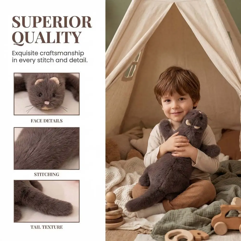 Accompany Soft Fluffy Ferret Stuffed Realistic Design Lifelike Appearance Ferret Huggable 47cm Ferret Stuffed Animal Gift