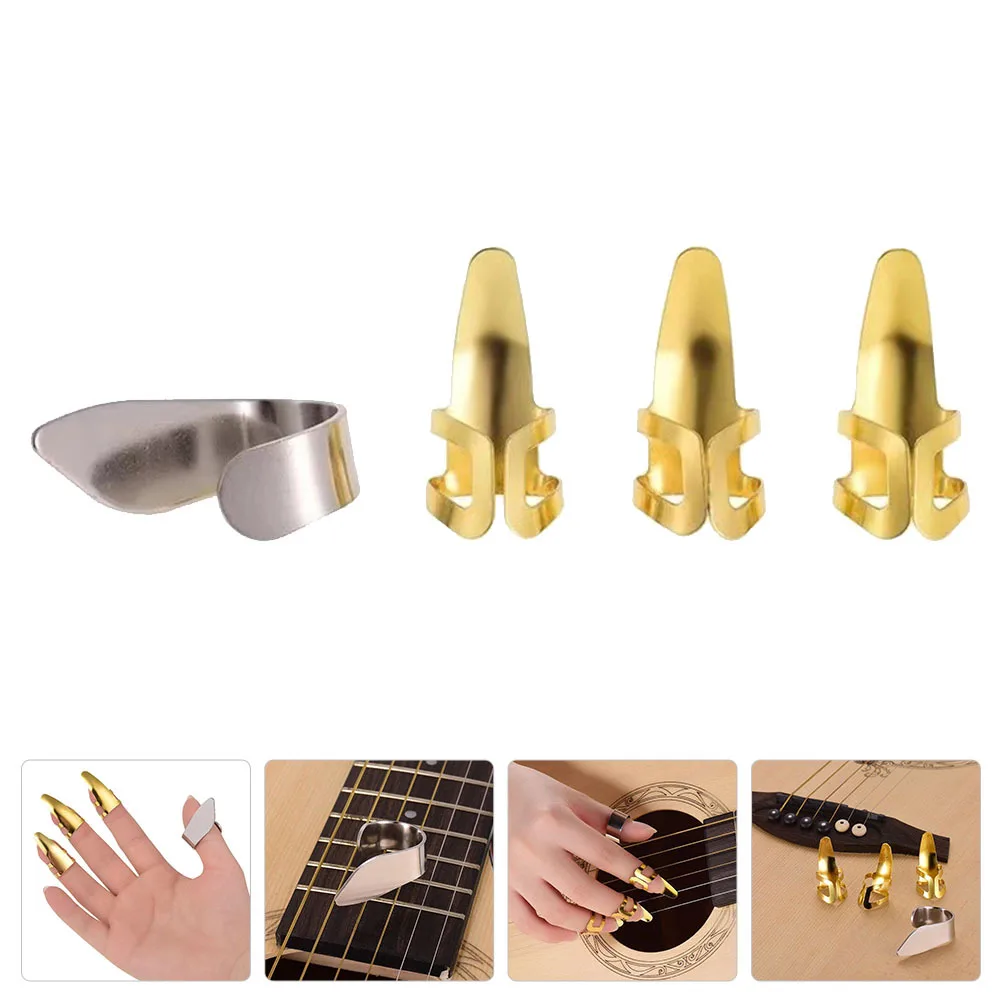 

Stainless Steel Finger Picks Set For Guitar Players Durable Rust-Resistant Music Accessories Guitar Practice Tool