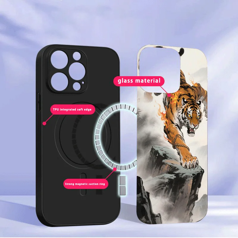 Roaring Tiger Mountain For Samsung Galaxy S26 S20 FE S21 S22 S23 Plus S24 Ultra 25 Edge S24 Ultra For Magsafe Glass Phone Case