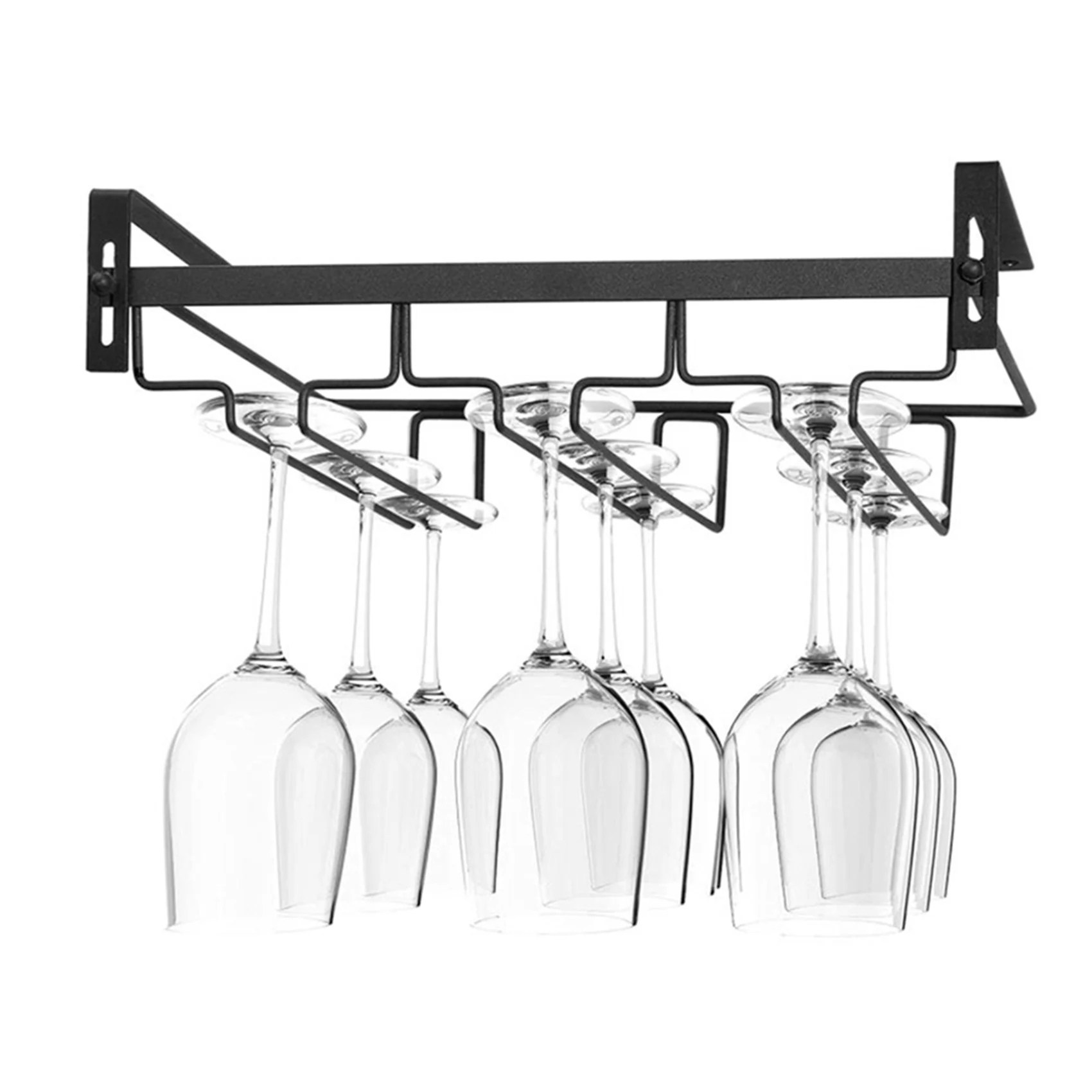 KYCOR-2X Wine Glass Rack Under Cabinet,3 Rows Hanging Stemware Rack Metal Glasses Holder Storage Hanger For Kitchen,Bar,Etc
