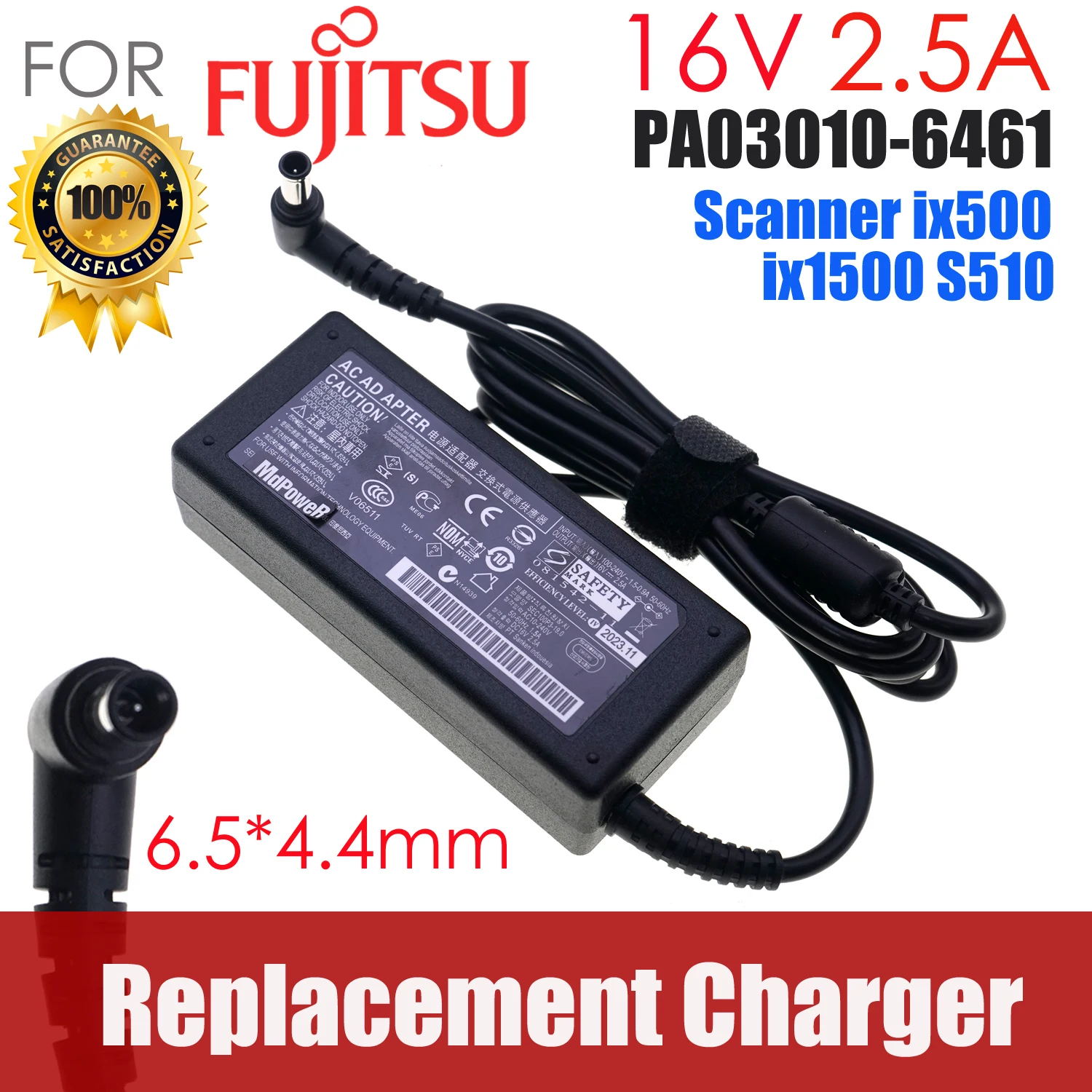 PA03010-6461 Adaptador de CA para escáner Fujitsu ScanSnap Evernote ix500 ix1500 S510 SV600 cargador de fuente de alimentación de escáner 16V 3A 2.5A