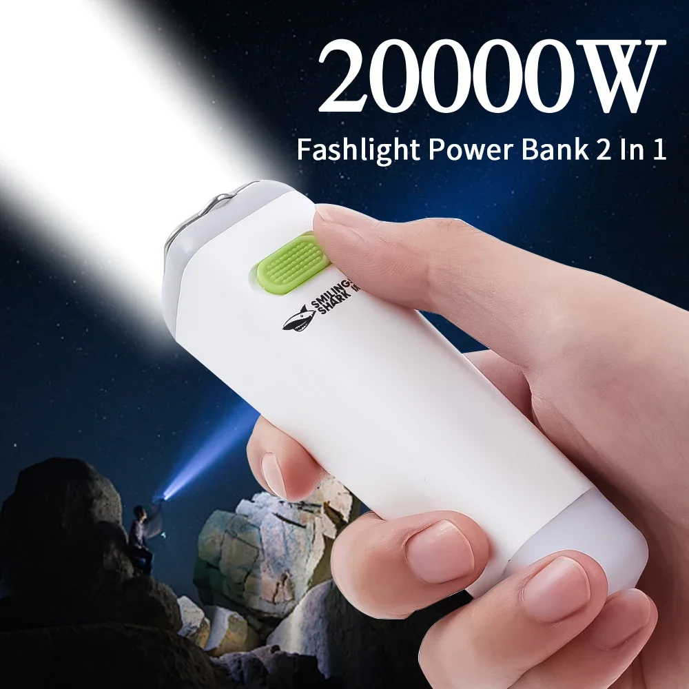 Mini lampe de poche 2 en 1 à lumière LED, Power Bank, imperméable, torche Ultra lumineuse, Rechargeable par USB, lampe de Camping en plein air