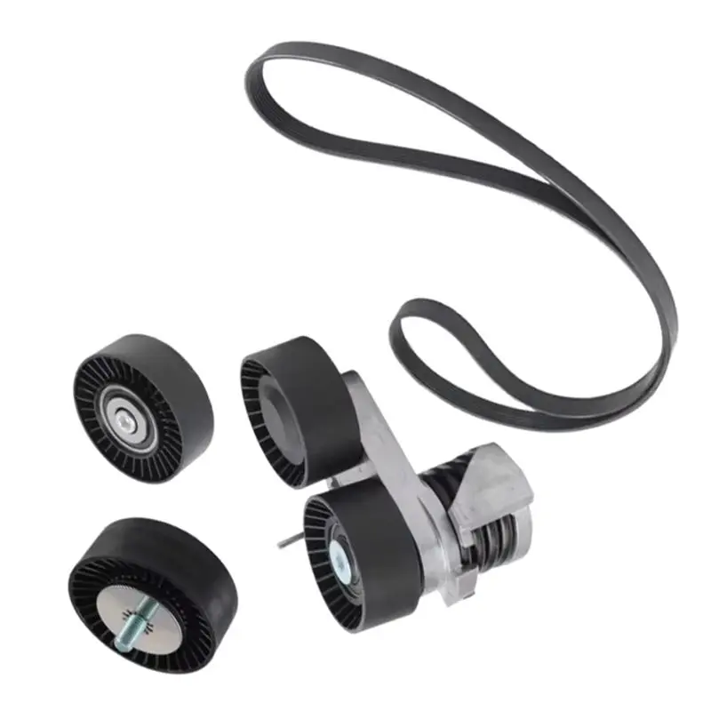 

【Top Sale !!】11287557851 4Pcs Belt Tensioner Pulley Set For BMW E82 E88 135I E90 E91 E92 E93 335I N54 11287563927 7PK1855 112875
