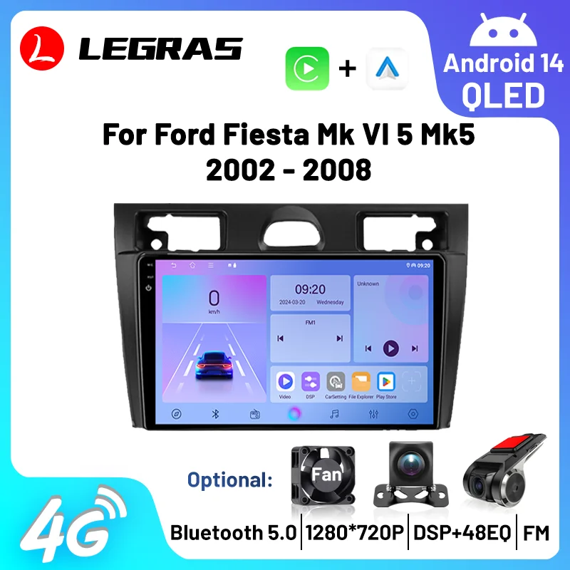 

Android 14 Car Bluetooth Radio For Ford Fiesta MK VI5 MK5 2002-2008 Carplay Android Auto Multimedia Player Navigation GPS DSP FM