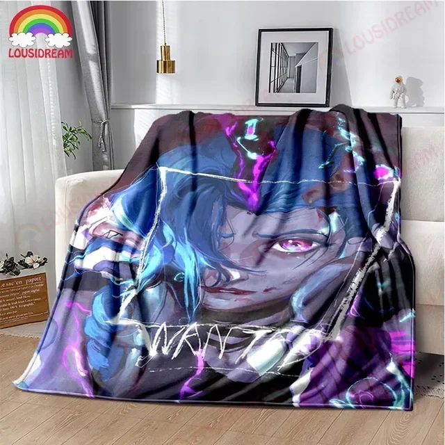 Anime Blanket Bedding Travel Bedding Jinx Arcane: League of Legends Cooling Blanket Lightweight Comfortable Soft Breathable