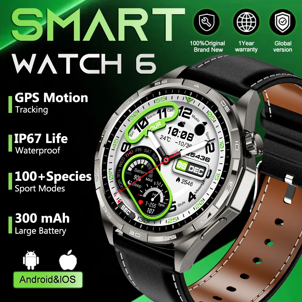 

2026 New Watch 6 Pro Outdoor Sports Smartwatch Men 1.50” HD Screen GPS Track Tracking Altimeter Phressure Heart Rate Smart Watch