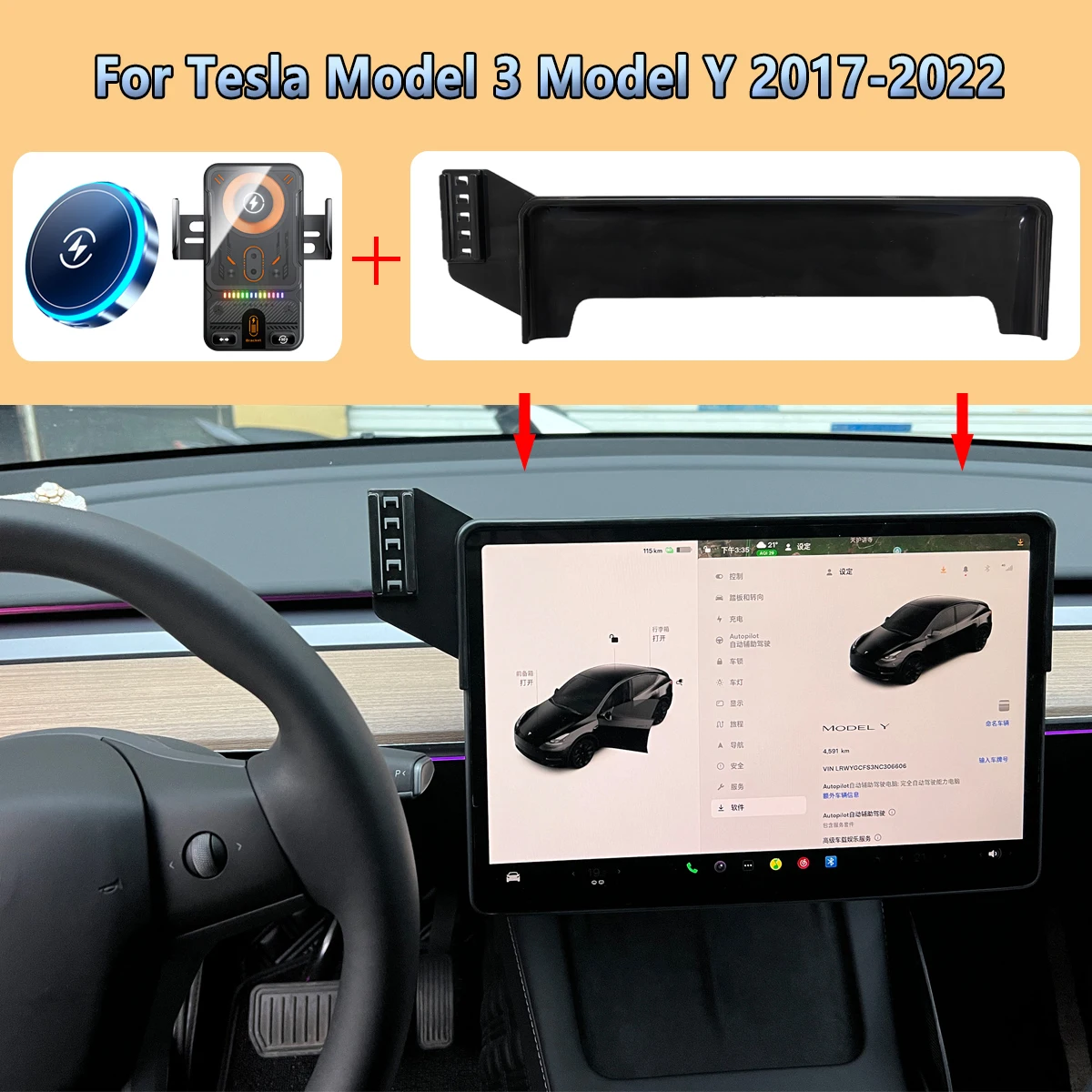 

Car Phone Screen Holder For Tesla Model 3 Model Y 2017-2021 2022 Magnetic Wireless Charging Car phone Stand For MagSafe Mount