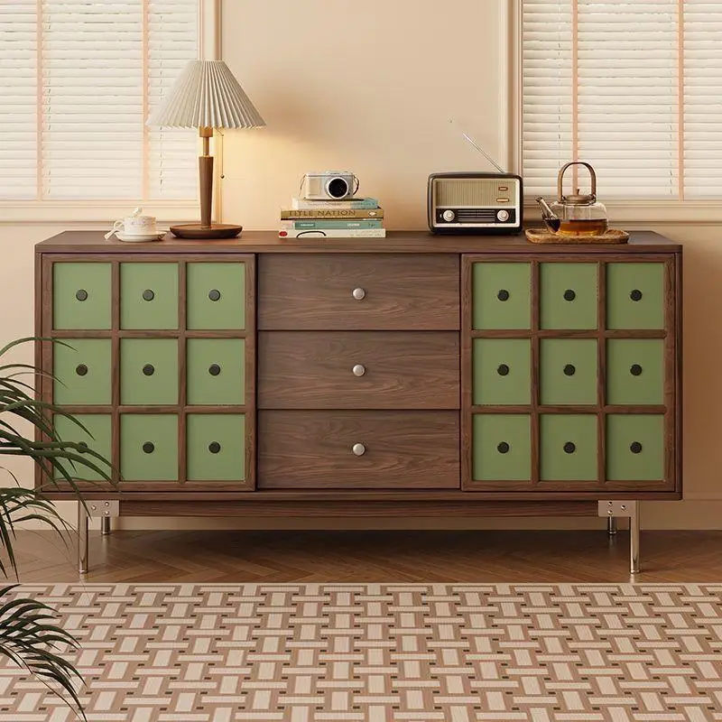 Medieval style living room dining side cabinet contrasting color bucket cabinet bedroom wall storage bedside cabinet