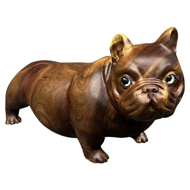 

Small leaf camphor wood pet mount stool French bulldog space decoration ornament solid wood sculpture creative low stool