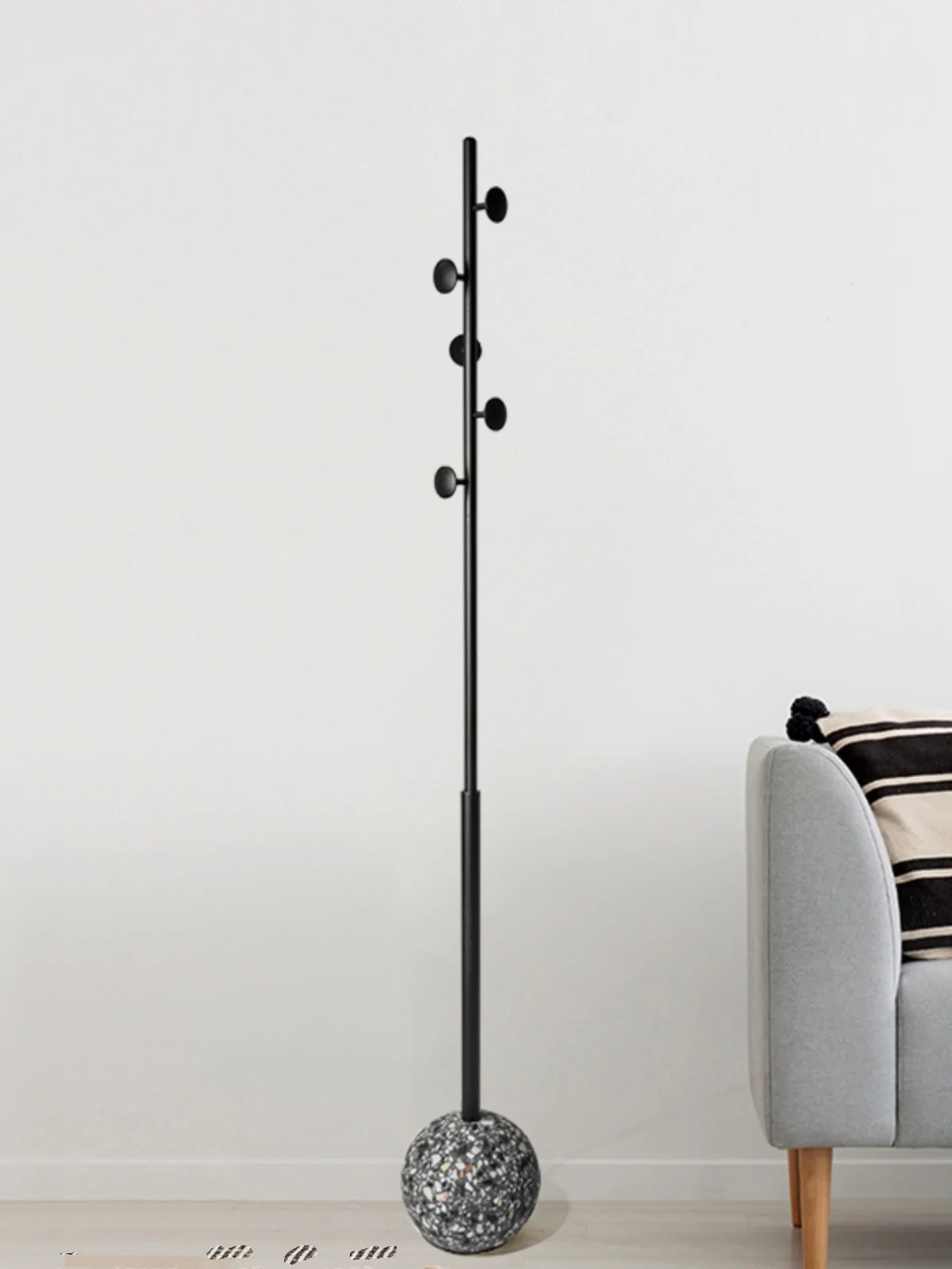 Minimalist coat rack Floor-to-ceiling bedroom hanger Modern minimalist home terrazzo vertical clothes rack