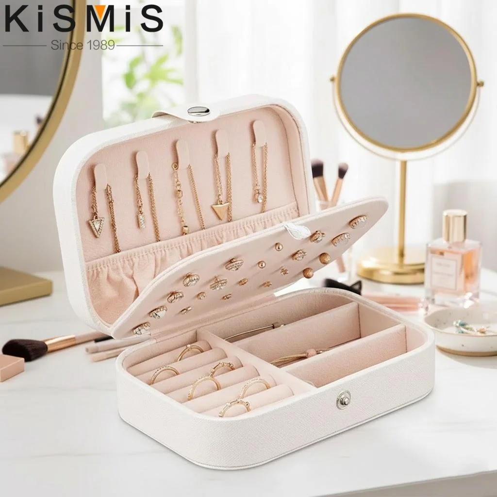 

New PU Leather Jewelry Box Storage Earring Packaging Display Organizer for Home Travel Gift