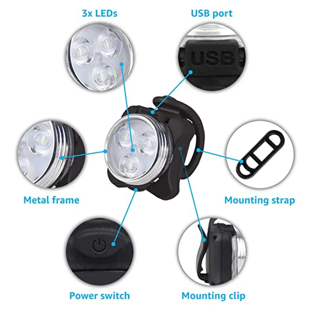 3 Led Cycling Bike Taillight With USB Rechargeable Bicycle Tail Clip Light Lamp Bike Light MTB Taillight Bicycle Accessories
