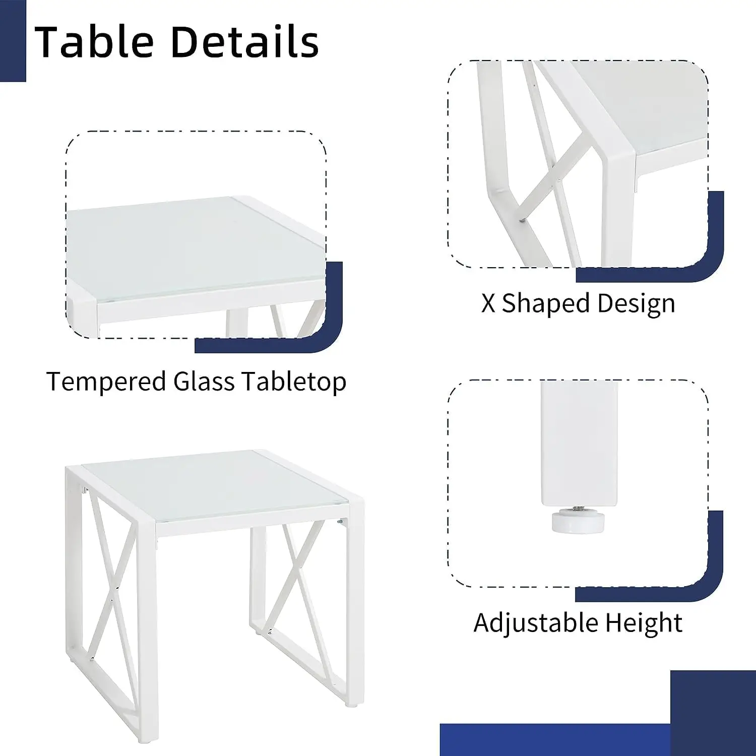 Mobiliário de exterior pequeno com almofada profunda, sofá Loveseat e mesa, sofá metálico externo para varanda, quintal