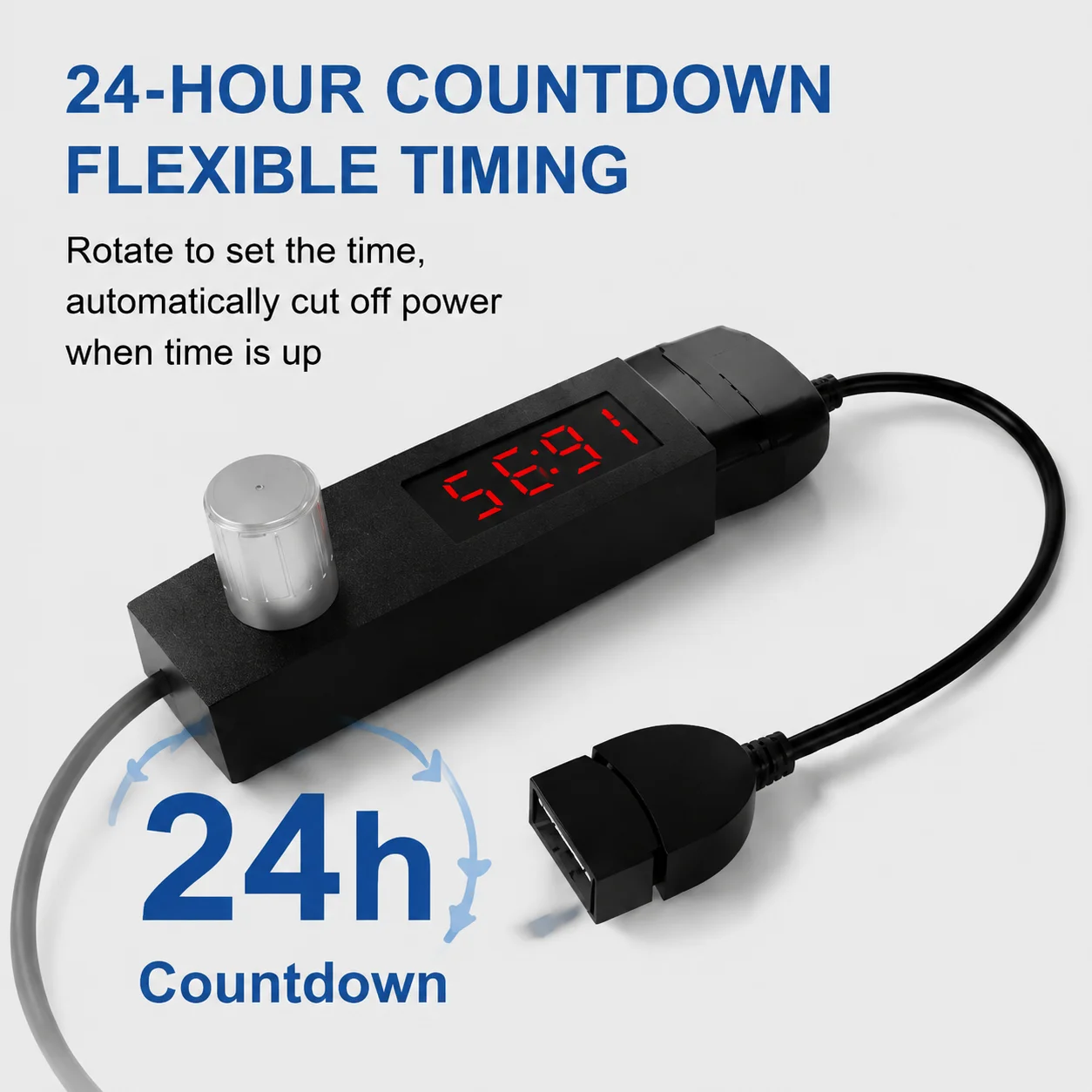 USB Switch Cable 24h Automatic Shutdown Timer Switch Countdown Power Off Power Cord Power Supply Device For Home/Office Use