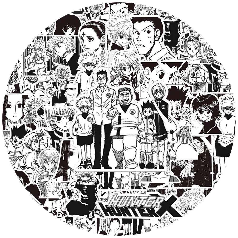 

10/30/70pcs Classic Black White Anime HUNTER×HUNTER Stickers Cool Cartoon Graffiti Decals for Notebook Phone Luggage Sticker Toy