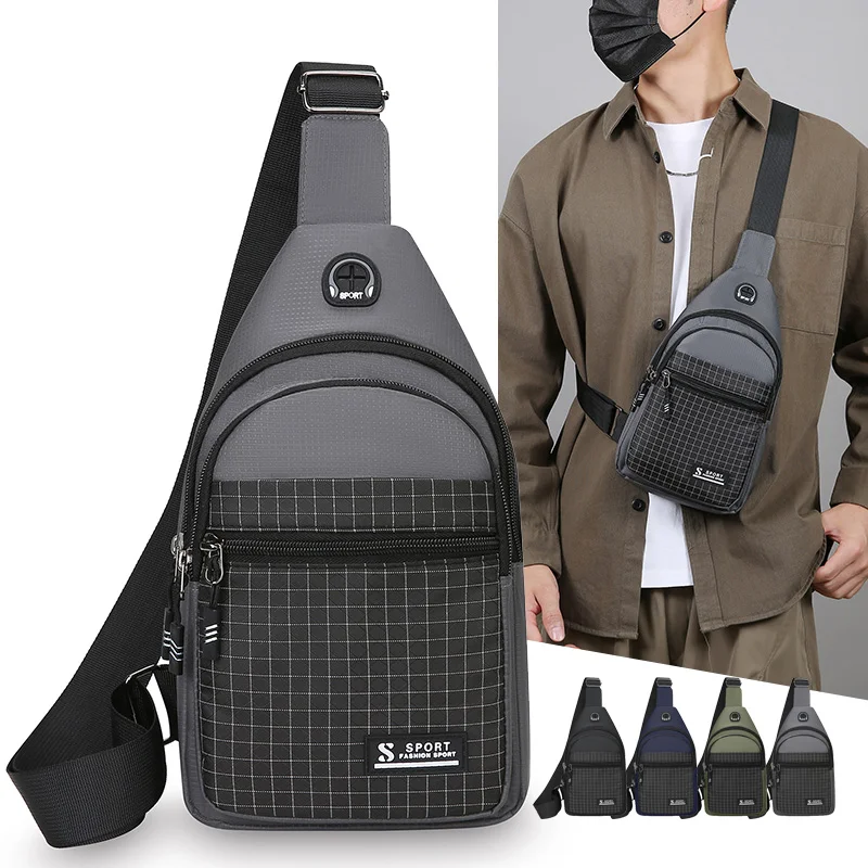 

New Multifunctional Chest Bag Men's Fashion Trend Oxford Cloth Shoulder Bag Korean Style Casual Waterproof Messenger Bag Handbag