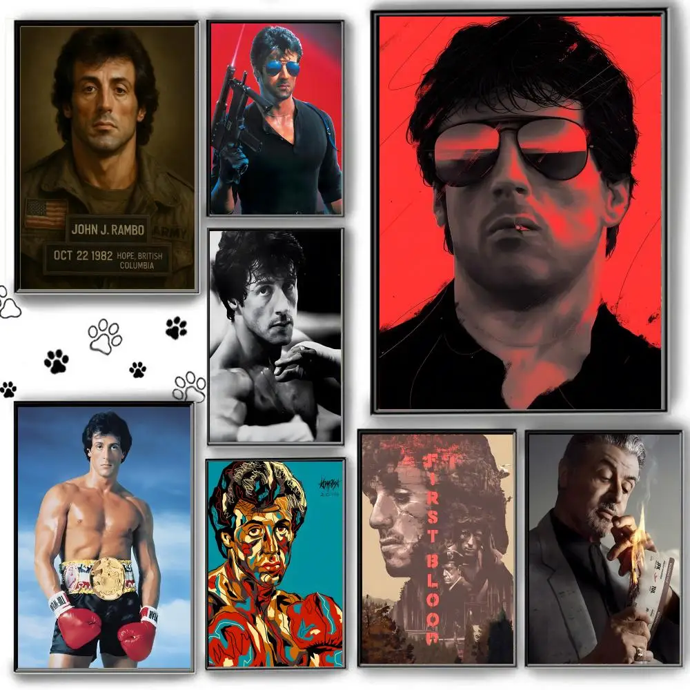 Pôster de Sylvester Stallone, arte de parede em PVC HD autoadesivo - à prova d'água e à prova de manchas para escritório doméstico