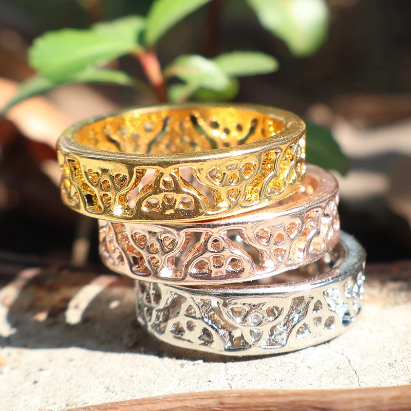 Huaya زوجين خمر الجوف خارج الصليب الكلاسيكية نمط خواتم مأدبة حزب مزاجه حلقة الملحقات الاتجاه المد #6