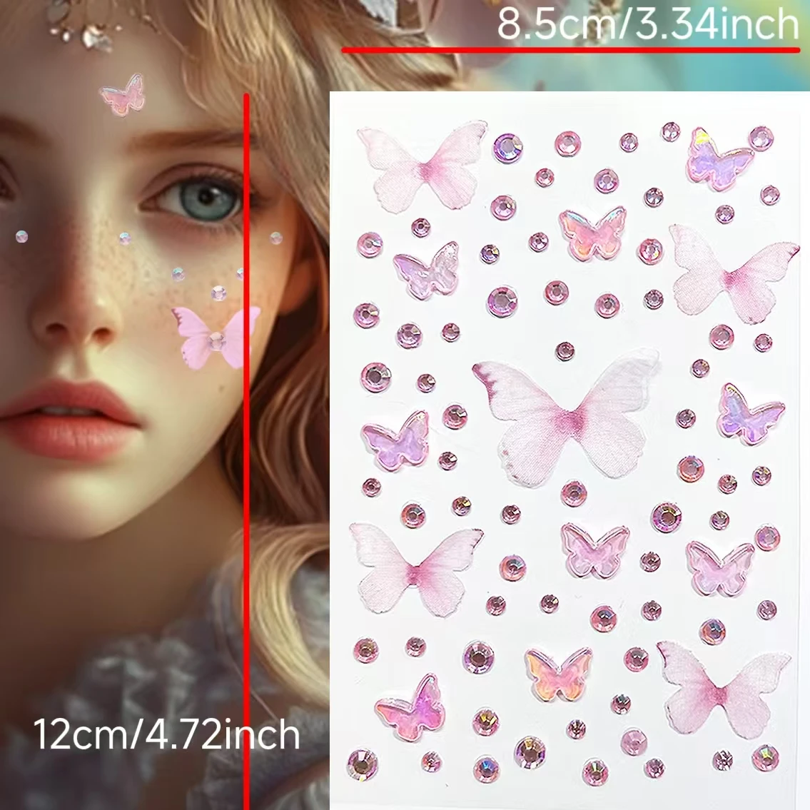 Ice transparent chiffon butterfly diamond stickers for girls DIY account materials, star chasing card sets, card films, card boo