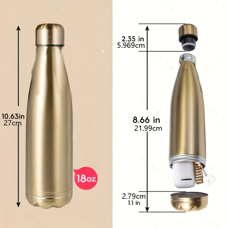 Diversion Safe Water Bottle Can Stainless Steel Tumbler Safe With A Food Grade Smell Proof Bag Bottom Unscrews to Store