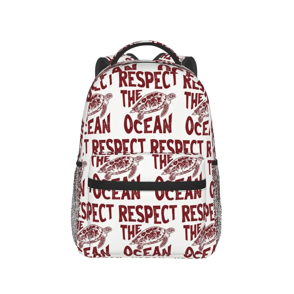 Respect The Ocean Surf Words On Back Turtle Backpack Hot Sale Daypack  Kids BookBag School Bag Shoulder Bags for Men Women