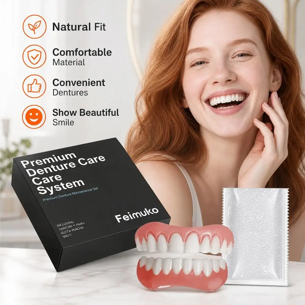 Premium Denture Set Soft Resin Material Perfectly Fit Reducing Discomfort Easy-To-Clean Restore Natural Smile Care Set 2026