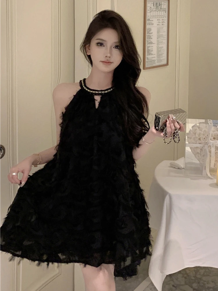 

Women Clothes Retro Black Elegant Sexy Sleeveless Loose Mini Short Dress Fashion Evening Party Club Prom Vestidos Beach Summer