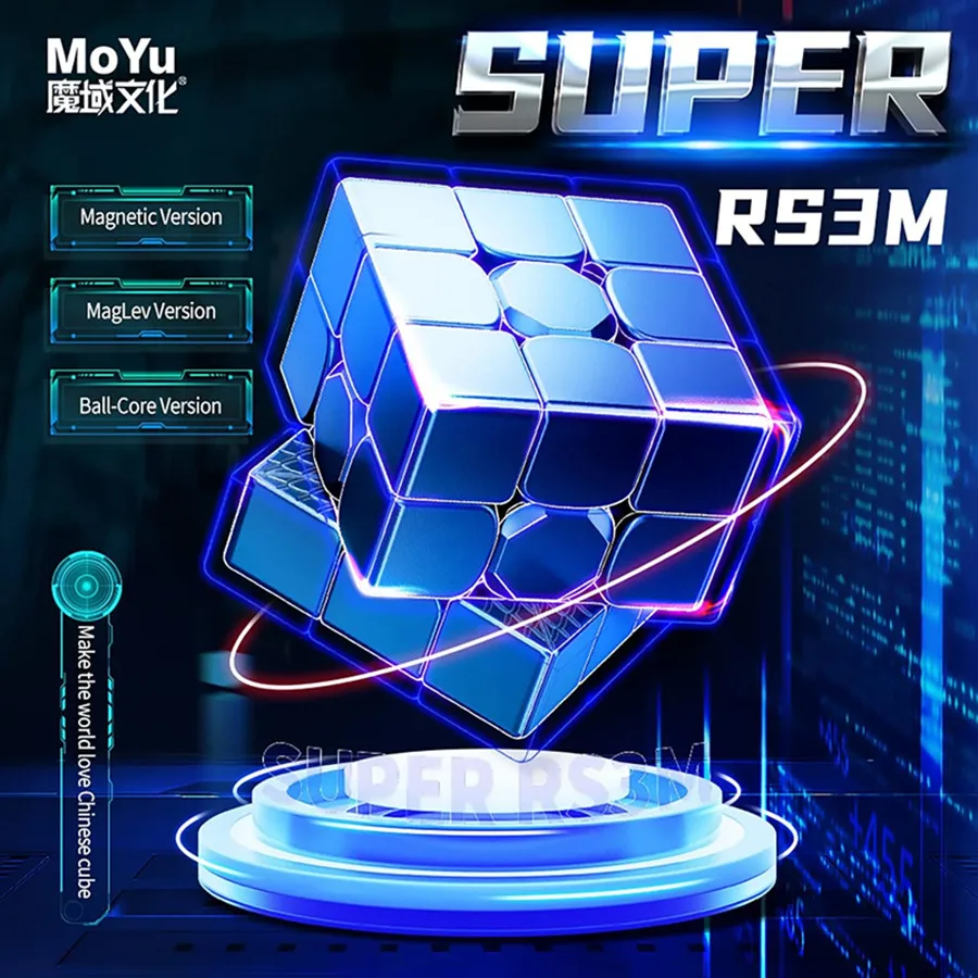 Moyu Super RS3M Magic Cube 3x3 Stickerless Speed Cubo Magico Professional Smooth Puzzle Cubes Brain Toy for Adults and Kids