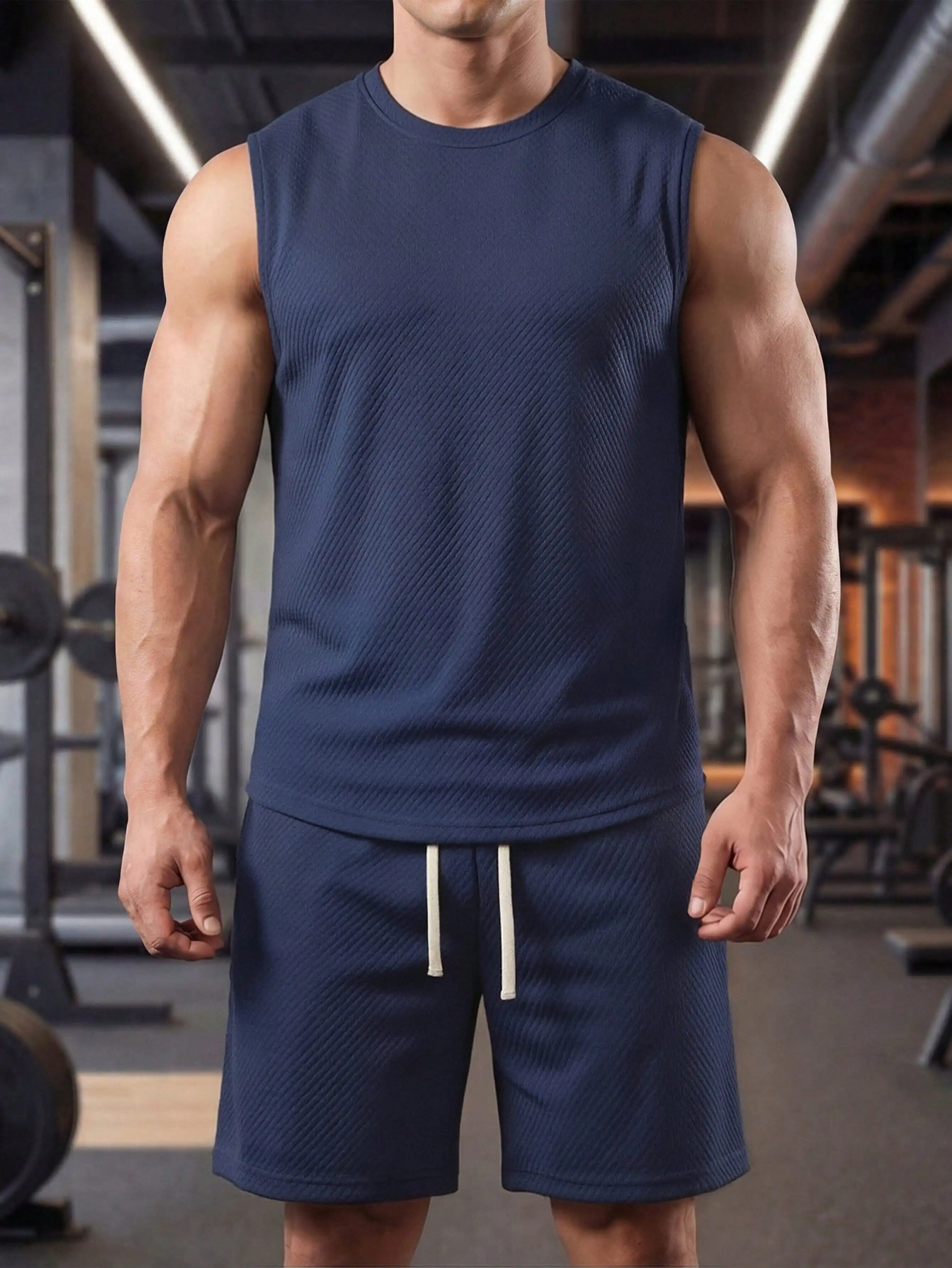 Men's 2pcs Tank Top And Shorts Set For Fitness Running Basketball Casual Spring Summer