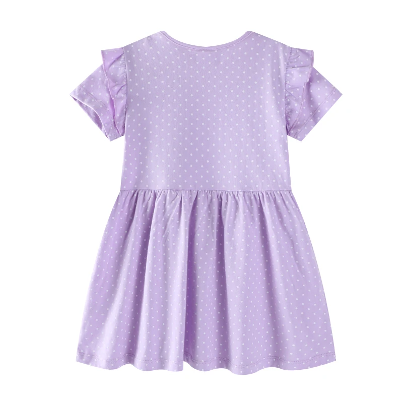 TUONXYE Cotton Girls Dress Cartoon Cat Embroidery Polka Dot Short Sleeve Ruffle Kids Summer Princess Dresses for Little Girl