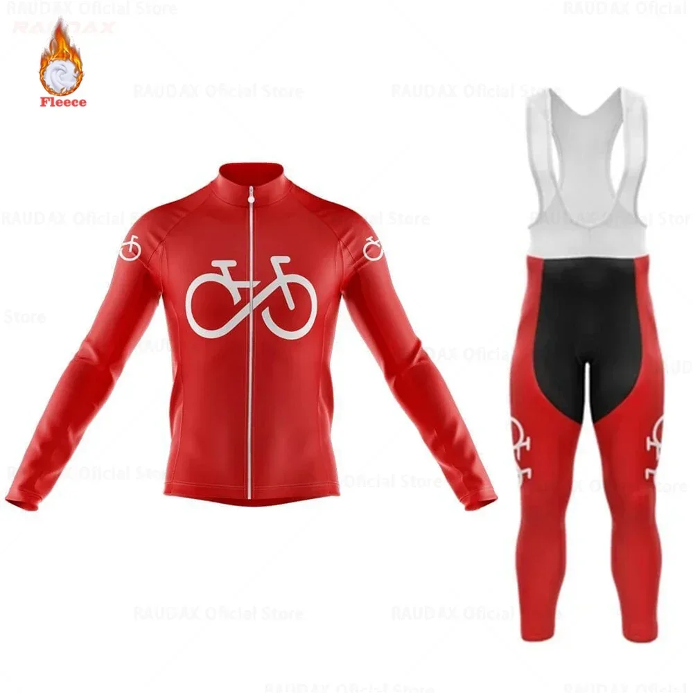 New Warm Winter Thermal Fleece Cycling Clothes Men\'s Jersey Suit Outdoor Riding Bike MTB 2023 Clothing Bib Pants Set