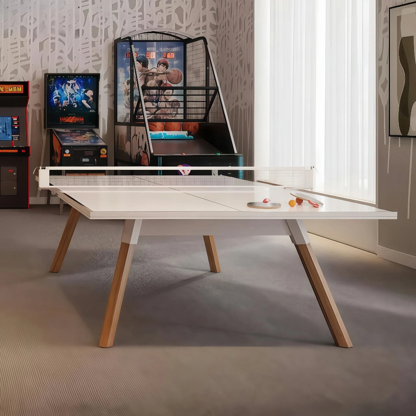 Household solid wood standard table tennis indoor foldable professional game family table tennis standard type