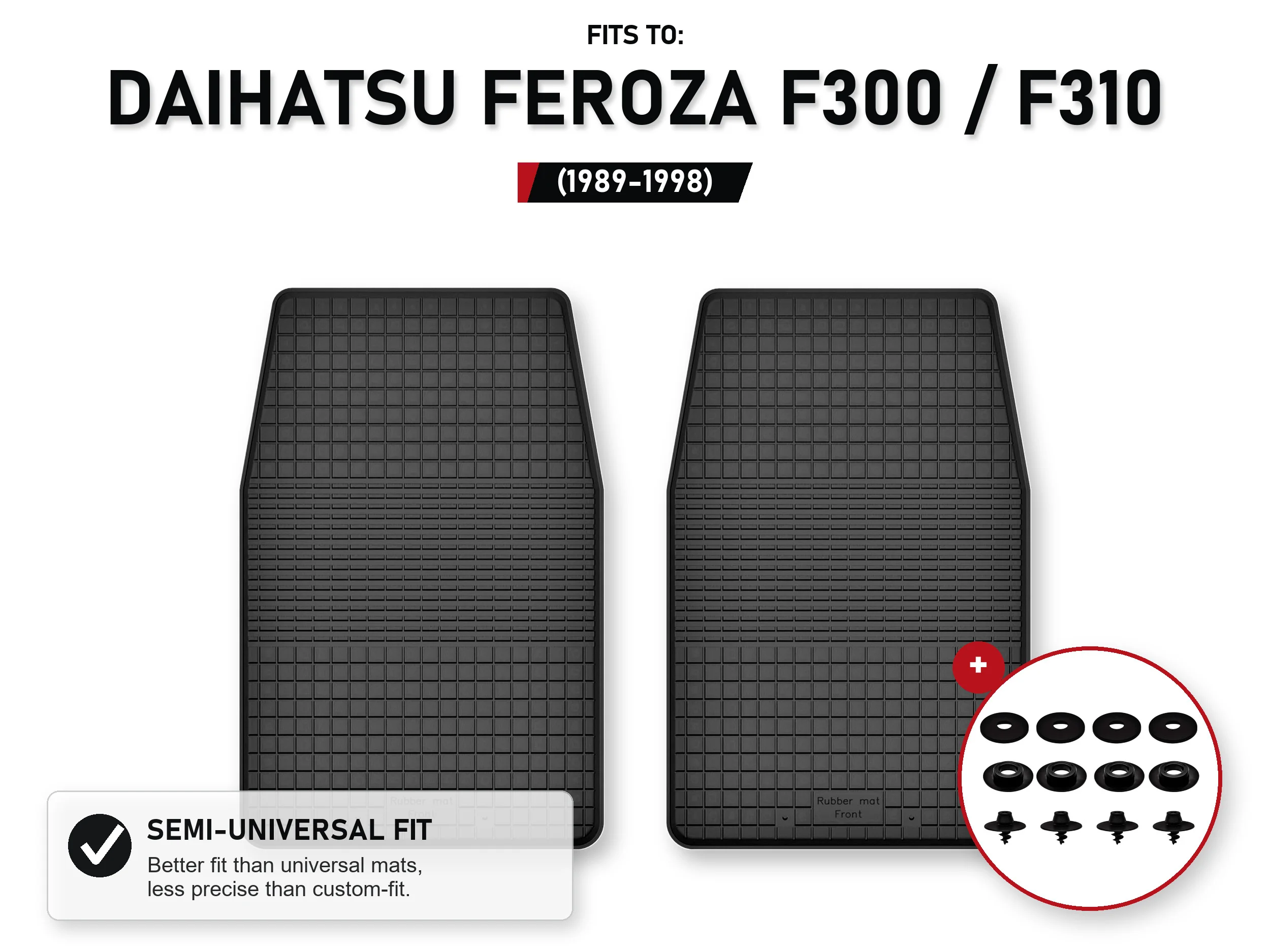Voorste tapijten voor: Daihatsu Feroza F300 / F310 1989-1998 met stoppers