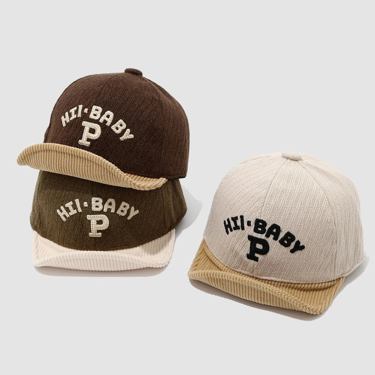 

Children Corduroy Color Blocked Duckbill Cap 1-4Year Kids Duck Tongue Hat Autumn Winter Baby Peaked Cap Embroidery Letter Bonnet