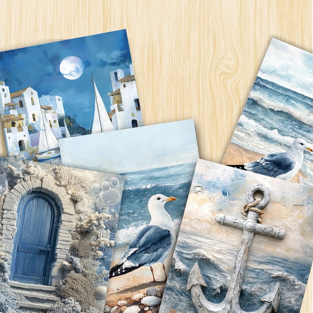 32 Stück Ocean Fantasy-Postkarten, Muschel- und Korallenelemente, Weihnachtsgrußkarten, Wohnzimmerdekoration, Studentengeschenke, dicker Karton