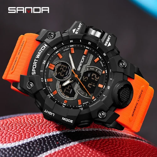 Reloj militar SANDA para hombre, reloj de pulsera Digital resistente al agua hasta 50m, reloj de cuarzo LED, reloj deportivo para hombre, relojes grandes para hombre, relojes masculinos