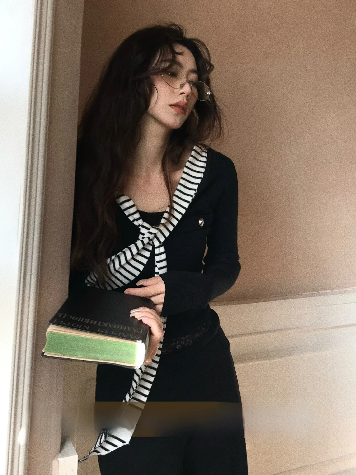 

Striped Knitted oulder Wrap Color Blo Slim Fit Sle Korean Commute Faion Soft Polyester Acrylic Nylon Wool Blend Women...