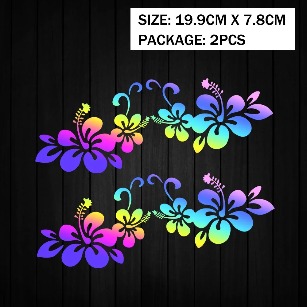 Voor Honda Toyota Hawaiiaanse Hibiscus Bloemvorm Reflecterende Motorfiets Scooter Elektrische Helm Body Window Voorruit Auto Sticker