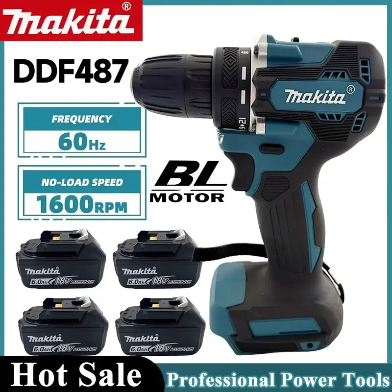 

Аккумуляторная дрель-шуруповерт Makita DDF487, бесщеточный электрический ударный шуруповерт, перезаряжаемый, с бесщеточным двигателем, для аккумулятора 18В