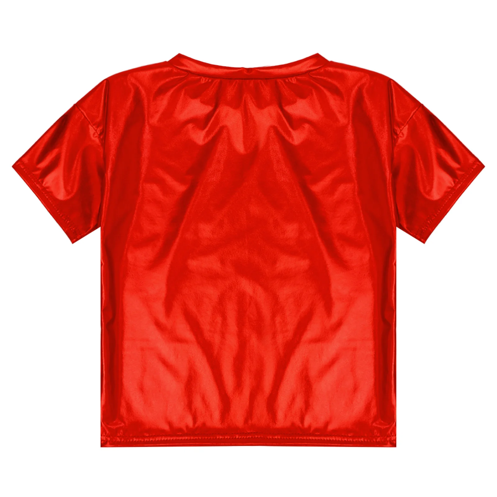 Glänzende Kurzarm-T-Shirts für Damen, modisches Rundhals-T-Shirt, Streetwear-Tanz-T-Shirts, Rave-Disco-Party-Tops